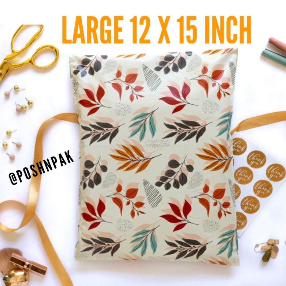 🍁 10 Designer Fall Leaf- Large size Poly Mailers - Picture 1 of 2